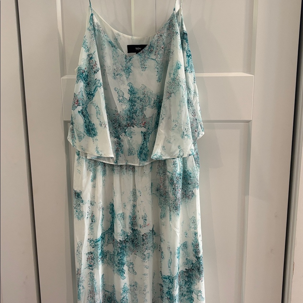 Maxi Dress blue/white with spaghetti straps 
Lined to knee
EUC - Picture 3 of 7